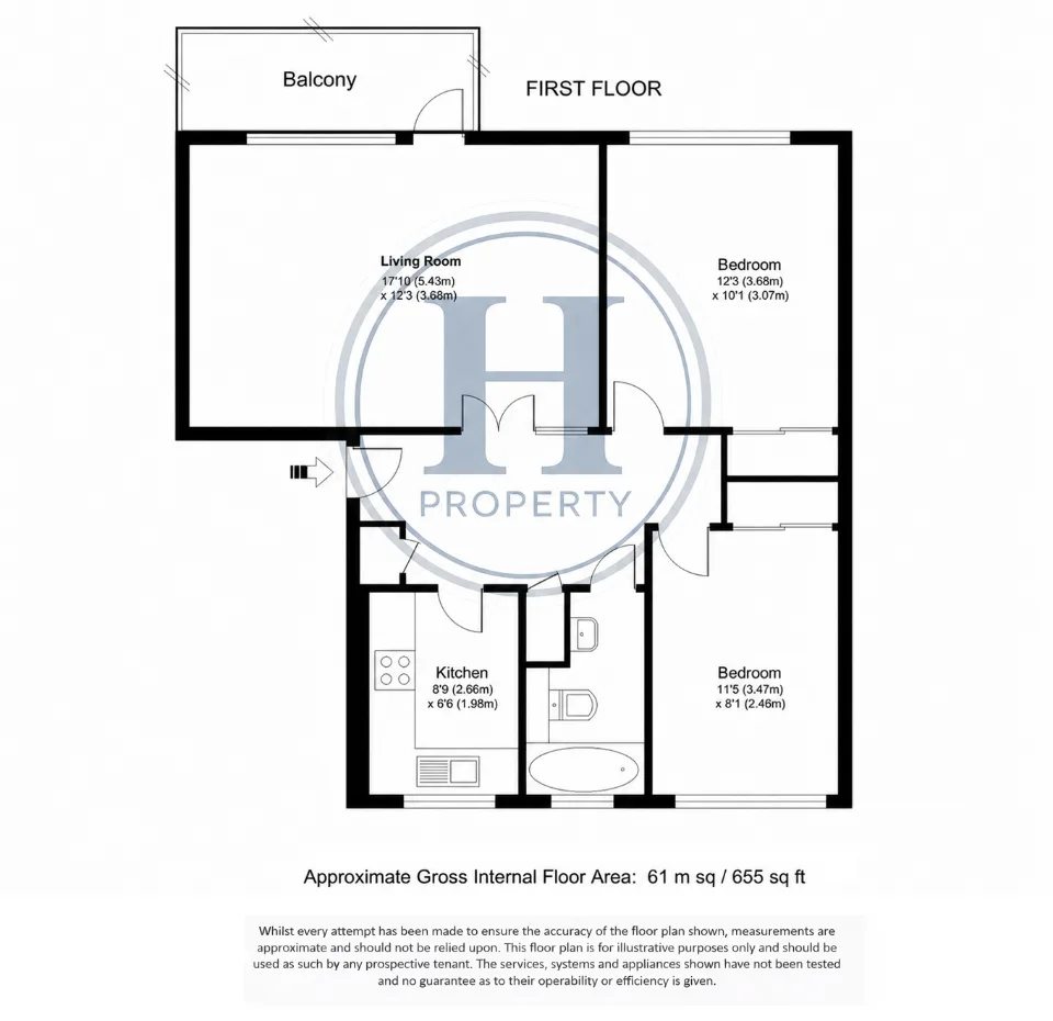 Floor plan of Oakdene Court, Walton-on-Thames, KT12